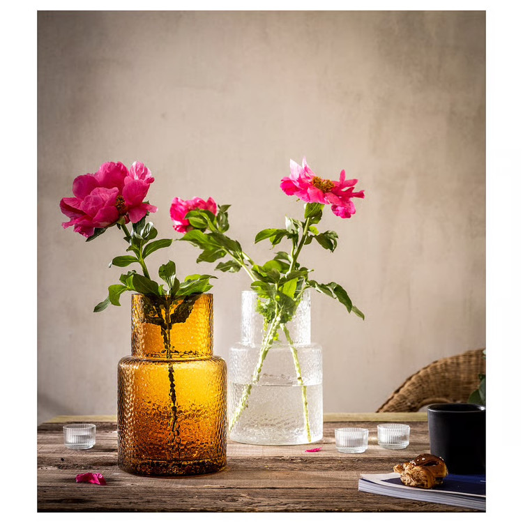 گلدان شیشه ای طرحدار ایکیا KONSTFULL ارتفاع 26 سانتی متر